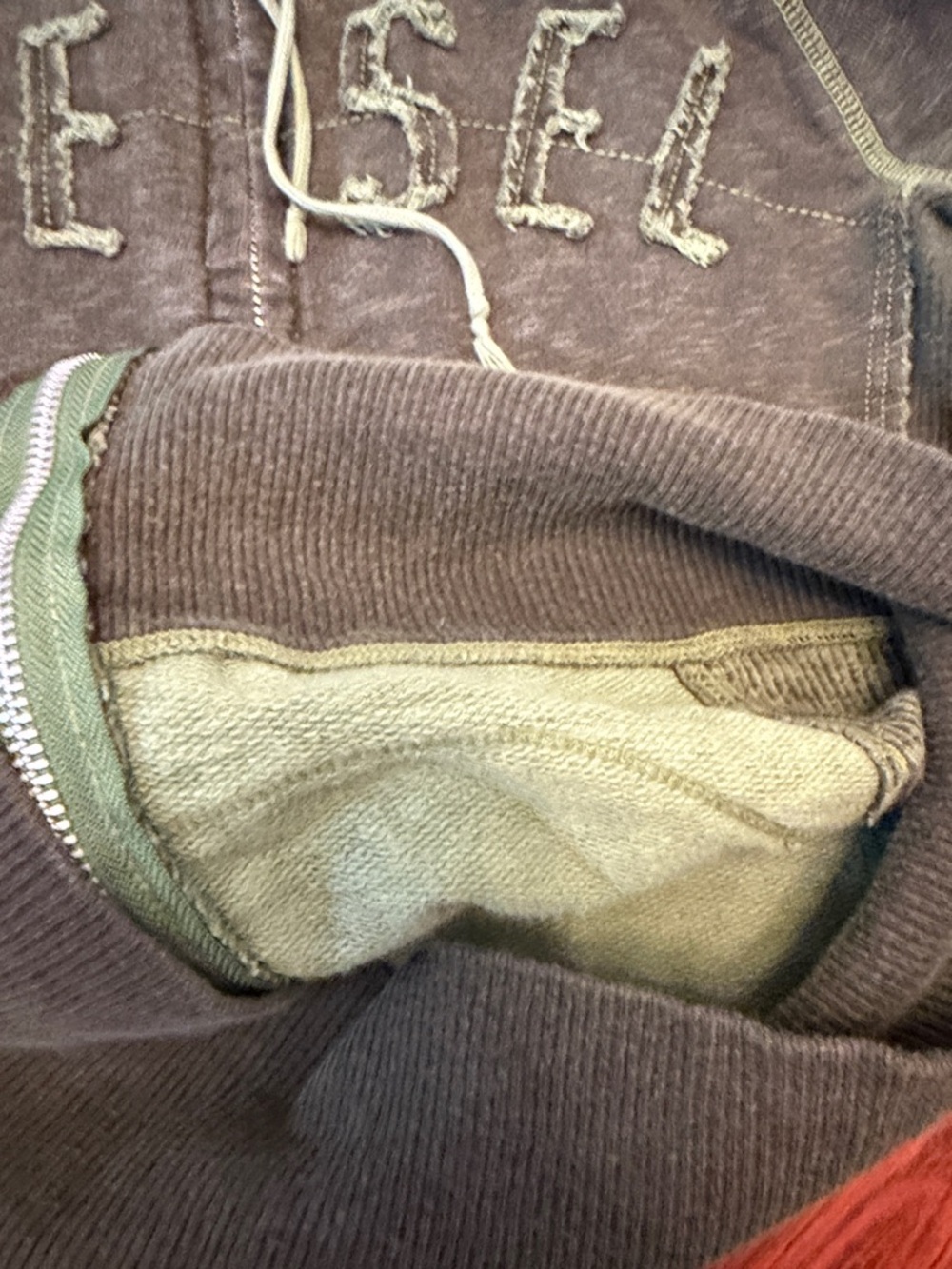 Diesel vintage Olive/Light Green Distressed Zip Hoodie - Picture 10 of 14